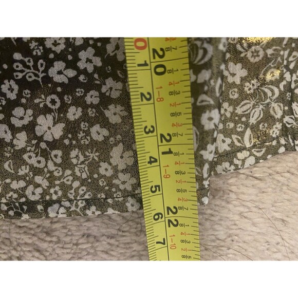 Current Air Anthropologie Shimmer Ditsy Floral Black Gold Short Sleeve Blouse - Picture 9 of 10